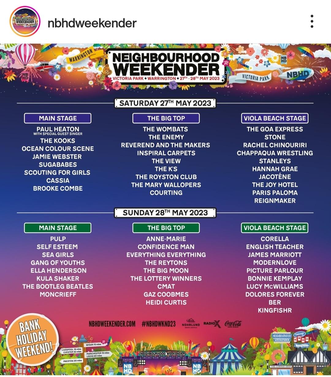 Neighbourhood Weekender 2023 Tickets - Warrington, United Kingdom