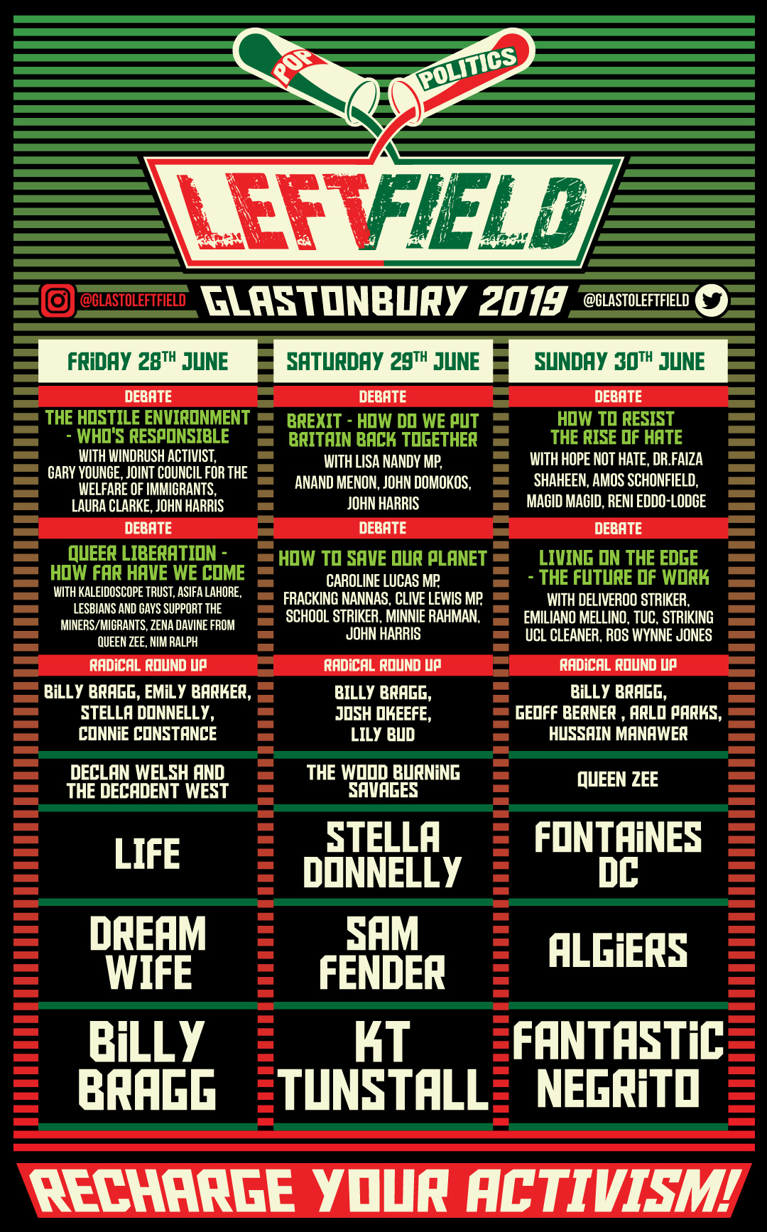 Left Field line-up announced for Glastonbury Festival 2019 -  